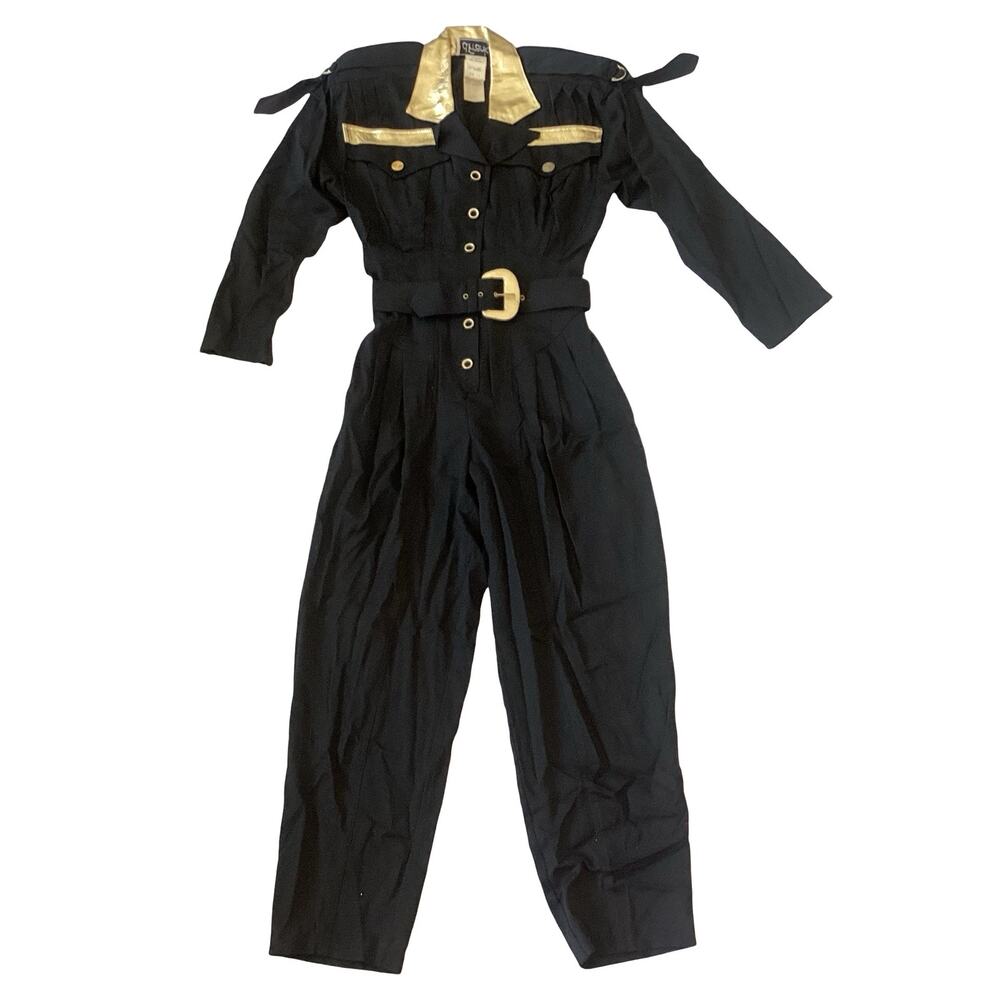 Vintage 80s Black and Gold Jumpsuit - Picture 3 of 9